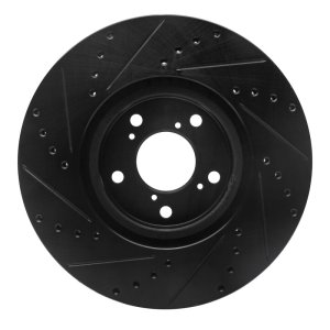 Acura MDX Brake Rotor (1) - Front Right - R1 Concepts - Drilled & Slotted - Black - `07-`20